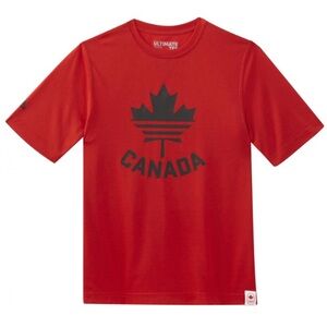 Adidas Climalite Team Canada Logo Olympic Ultimate Tee Shirt Red Kids Boys XL